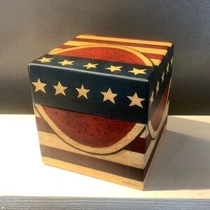 Warren Kimble Americana Watermelon Decorative Box With Lid Patriotic Decor‎